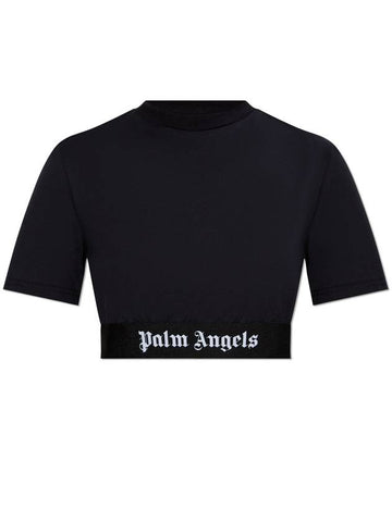 Palm Angels Top With Logo, Women's, Black - PALM ANGELS - BALAAN 1