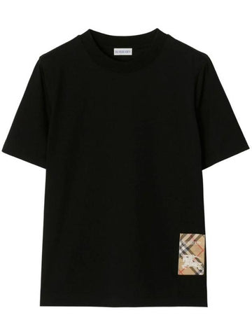 Check Label Short Sleeve T-Shirt Black - BURBERRY - BALAAN 1