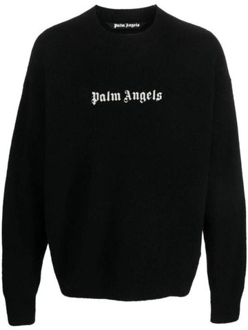 Embroidered Logo Knit Top Black - PALM ANGELS - BALAAN 1