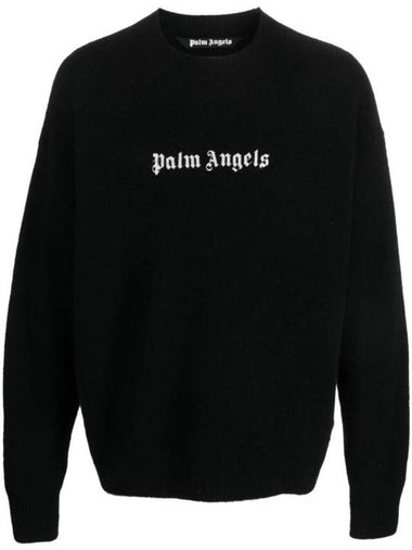 Embroidered Logo Knit Top Black - PALM ANGELS - BALAAN 1