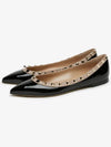 Women's Rockstud Ballerina Glossy Black Flat Shoes 0403 VNW N91 - VALENTINO - BALAAN 2