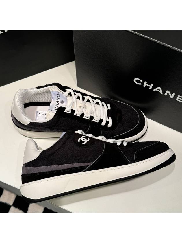 Women s Sneakers Suede Calfskin CC Logo Shoes Black - CHANEL - BALAAN 6