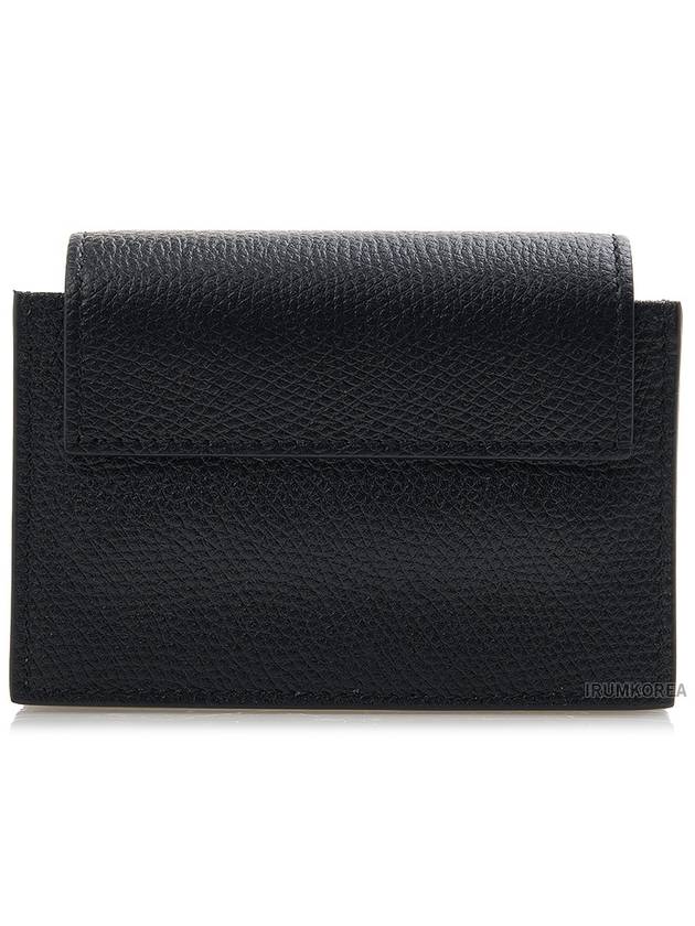 V Logo Flapover Card Wallet Black - VALENTINO - BALAAN 4