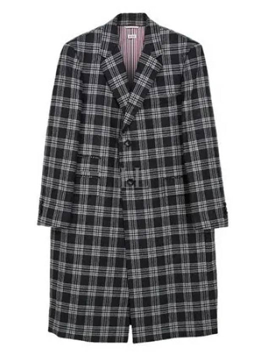 Men's Prince Of Wales Lambswool Single Coat Medium Grey - THOM BROWNE - BALAAN 2