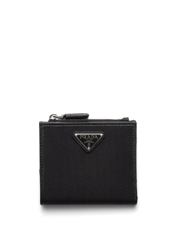 Triangle Logo Zipper Bifold Wallet Black - PRADA - BALAAN 1