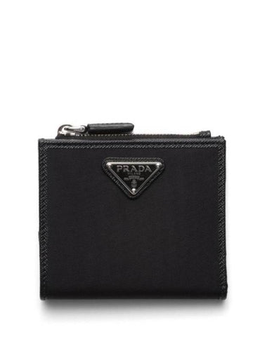 Triangle Logo Zipper Bifold Wallet Black - PRADA - BALAAN 1