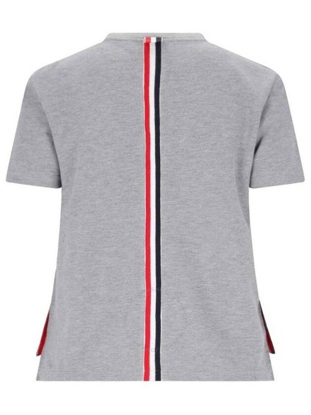 Center Back Stripe Classic Cotton Pique Relaxed Fit Short Sleeve T-Shirt Grey - THOM BROWNE - BALAAN 3