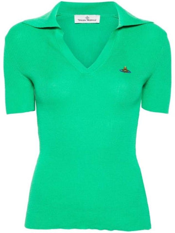 Marina Polo Knit Top Green - VIVIENNE WESTWOOD - BALAAN 1