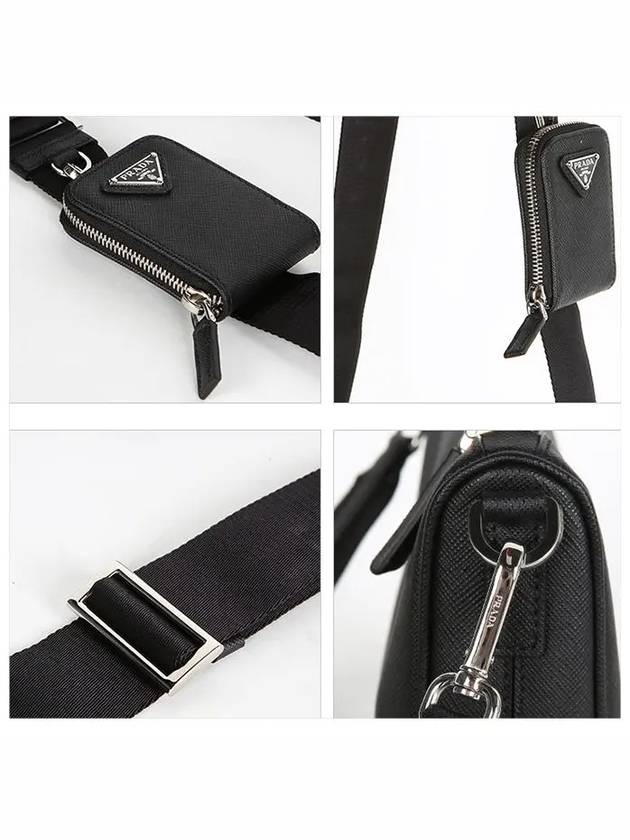 triangle logo leather shoulder bag black - PRADA - BALAAN 5