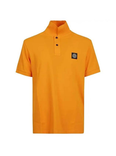 Men's Logo Patch Cotton Polo Shirt Orange - STONE ISLAND - BALAAN 1