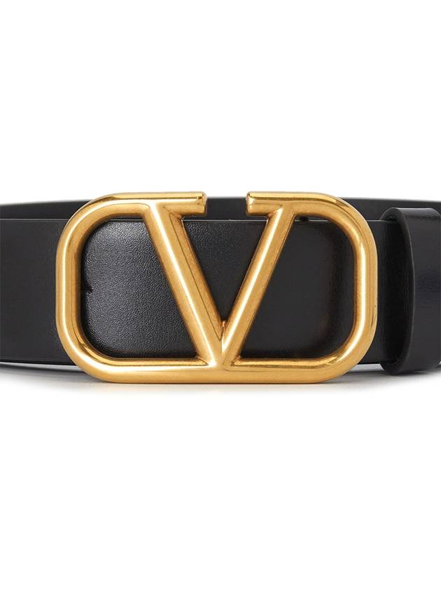 Signature V Logo Leather Belt Black - VALENTINO - BALAAN 5