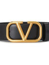 V Logo Signature Leather Belt Black - VALENTINO - BALAAN 5