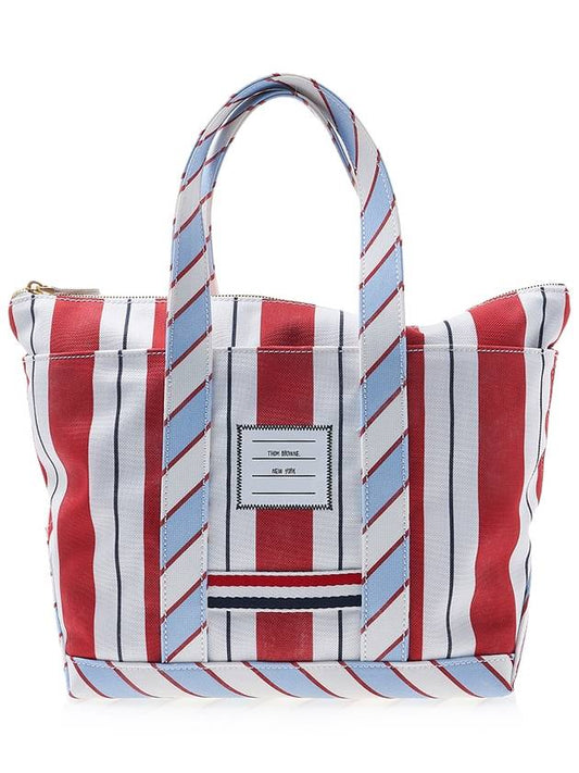 Wash Striped Small Tool Canvas Tote Bag Red - THOM BROWNE - BALAAN 2