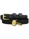 gold-plated skull leather buckle bracelet black - ALEXANDER MCQUEEN - BALAAN.