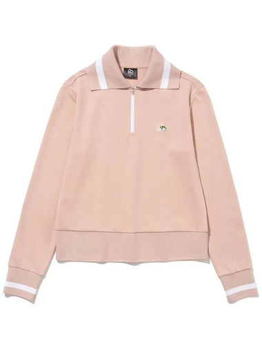 YOKO Collar Neck Half Zip Up Long Sleeve T-Shirt PALE-PEACH - 20THHOLE - BALAAN 1