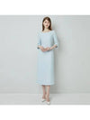 SERENA Boat neck Tweed Dress Sky - AME - BALAAN 4