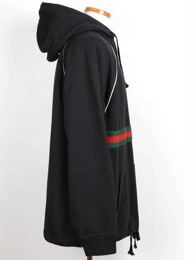 Web Detail Half Zip Up Hoodie Black XL - GUCCI - BALAAN 5