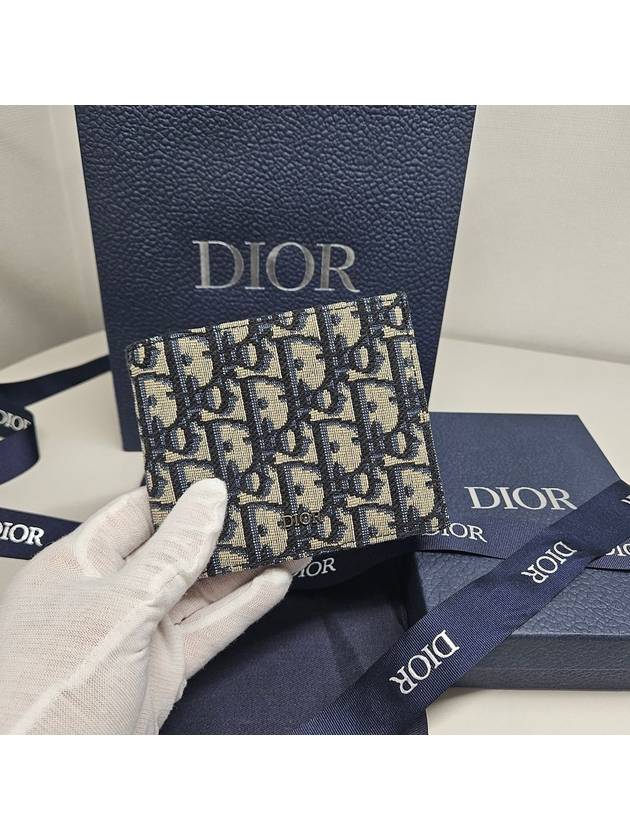 Compact Wallet Beige & Black  Oblique Jacquard - DIOR - BALAAN 2