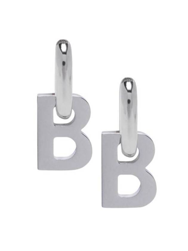 B Logo XL Earrings Silver - BALENCIAGA - BALAAN 3