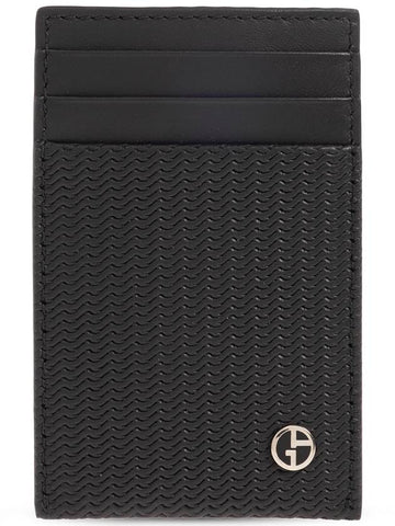 Giorgio Armani Card Case With Note Clip, Men's, Black - GIORGIO ARMANI - BALAAN 1