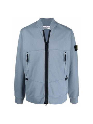 Wappen Patch Zip-up Bomber Jacket Blue Grey - STONE ISLAND - BALAAN 1