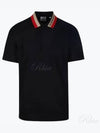 Logo Stripe Short Sleeve Polo Shirt Black - BURBERRY - BALAAN 2