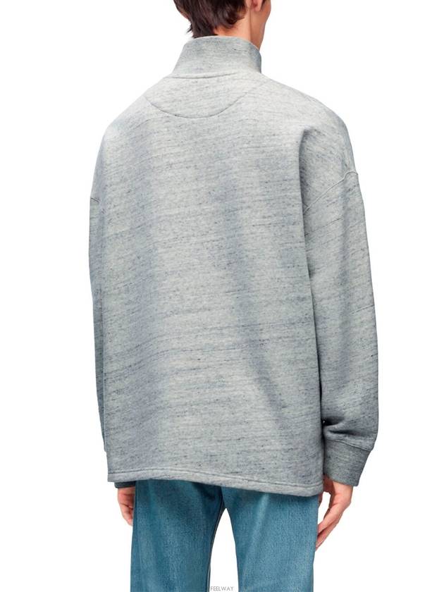 Anagram High Neck Cotton Sweatshirt Grey Melange - LOEWE - BALAAN 4