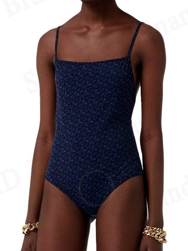 Burberry Deep Royal Blue TB Monogram Print One Piece Swimsuit Size X Small - BURBERRY - BALAAN 1