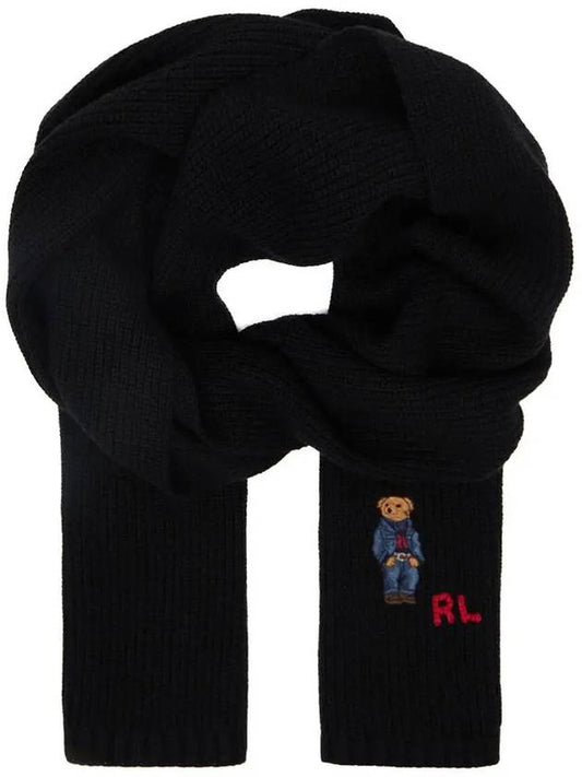 Denim Bear Embroidery Muffler Black 449891303 001 - POLO RALPH LAUREN - BALAAN 1