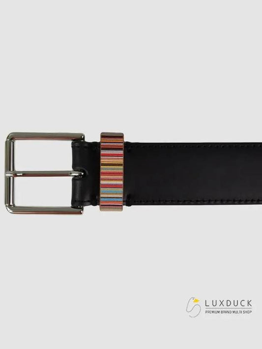 Signature Striped Leather Belt Black - PAUL SMITH - BALAAN 2