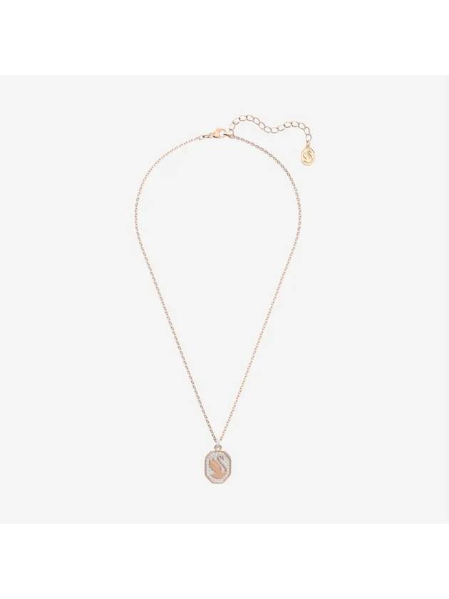 Swan Octagon Emblem Pendant Necklace Rose Gold - SWAROVSKI - BALAAN 2