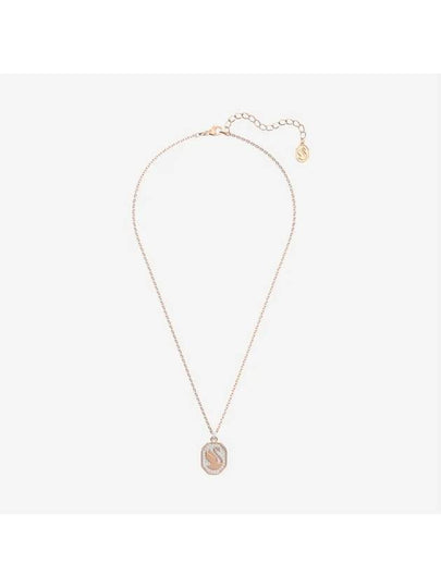 Swan Octagon Emblem Pendant Necklace Rose Gold - SWAROVSKI - BALAAN 2