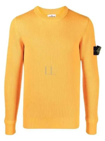 Wappen Patch Crew Neck Ribbed Wool Knit Top Yellow - STONE ISLAND - BALAAN 2