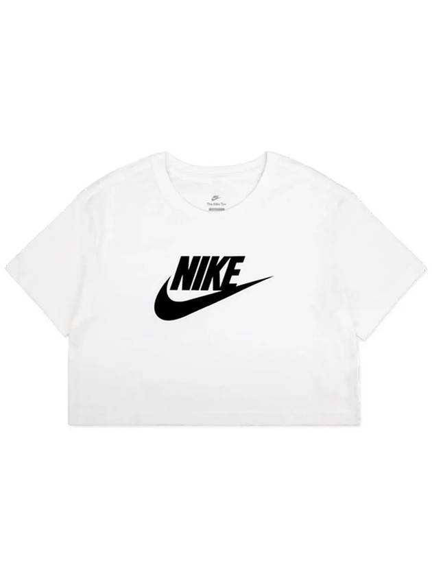 Women's Essential Crop Short Sleeve TShirt NICT1 White - NIKE - BALAAN 1