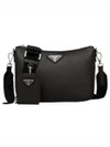 Triangle Logo Re-Nylon Saffiano Leather Shoulder Bag Black - PRADA - BALAAN 2