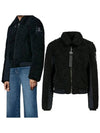 Fleece Zip-up Jacket Black - MOOSE KNUCKLES - BALAAN.