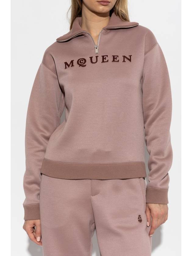 Alexander McQueen Sweatshirt With Collar, Women's, Pink - ALEXANDER MCQUEEN - BALAAN 3