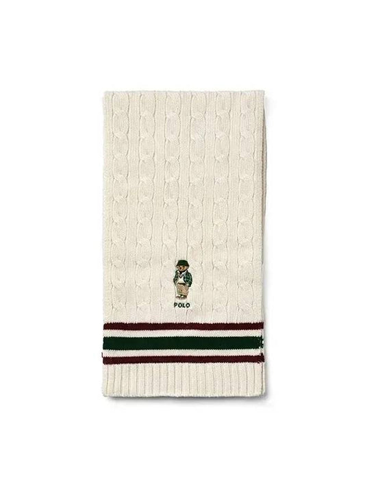 Bear Cable Knit Cricket Muffler Cream - POLO RALPH LAUREN - BALAAN 1