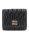 Matelasse Logo Nappa Leather Half Wallet Black - MIU MIU - BALAAN 2