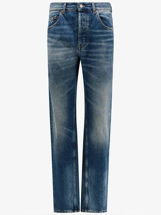 Back Logo Patch Biologics Cotton Jeans Blue - SAINT LAURENT - BALAAN 1