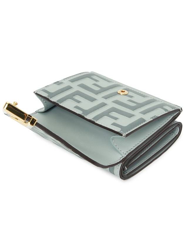 FF Diamonds Leather Half Wallet Light Blue - FENDI - BALAAN 5