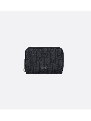 Zipper Jacquard Card Wallet Black - DIOR - BALAAN 1