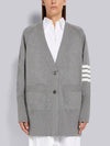 Stitched Cotton 4 Bar Cardigan Grey - THOM BROWNE - BALAAN 2