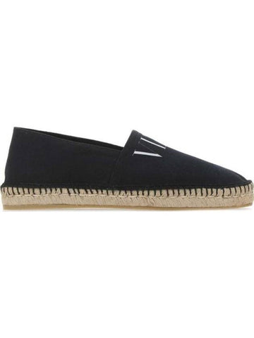 Men's VLTN Logo Canvas Espadrilles Black - VALENTINO - BALAAN 1