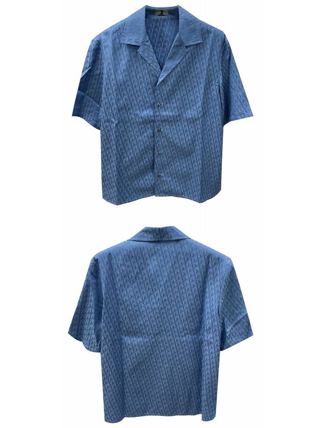 Oblique Cotton Jacquard Short Sleeve Shirt Blue - DIOR - BALAAN 5