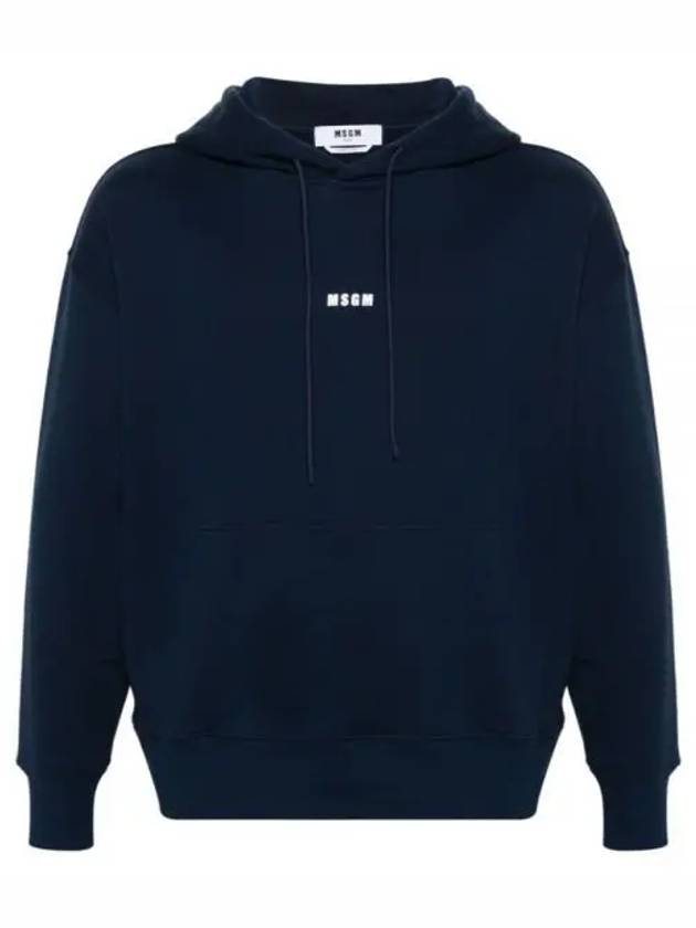 Micro Logo Cotton Hoodie Navy - MSGM - BALAAN 2