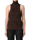 Sparkle Rib Sleeveless Turtleneck Brown - GANNI - BALAAN 3