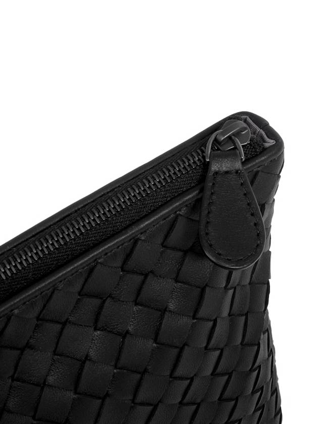 Intrecciato Document Leather Clutch Bag Black - BOTTEGA VENETA - BALAAN 6