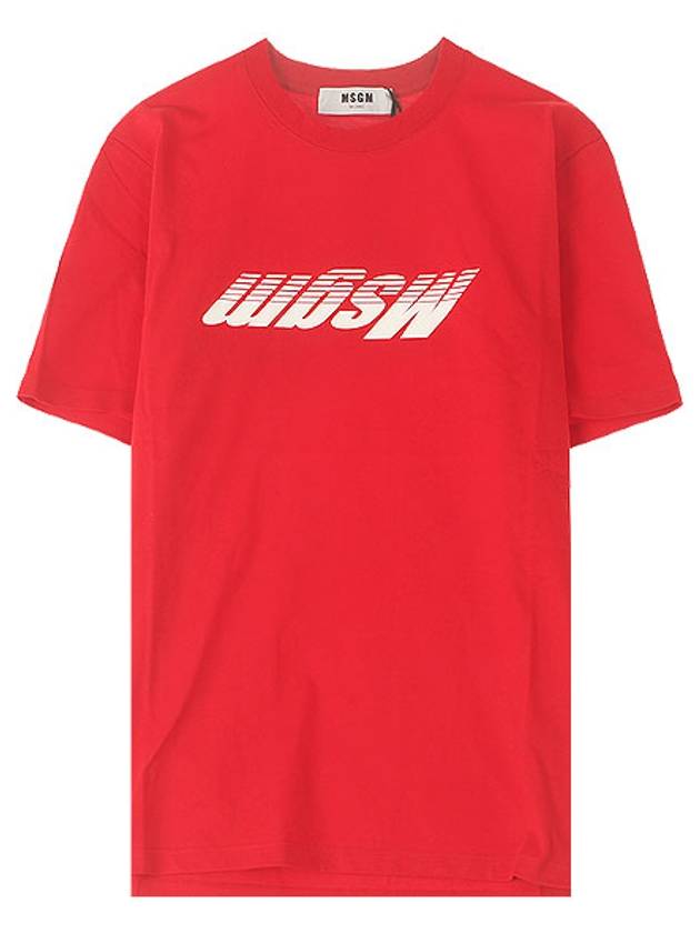 Round Neck Logo Cotton Short Sleeve T-Shirt Red - MSGM - BALAAN 2