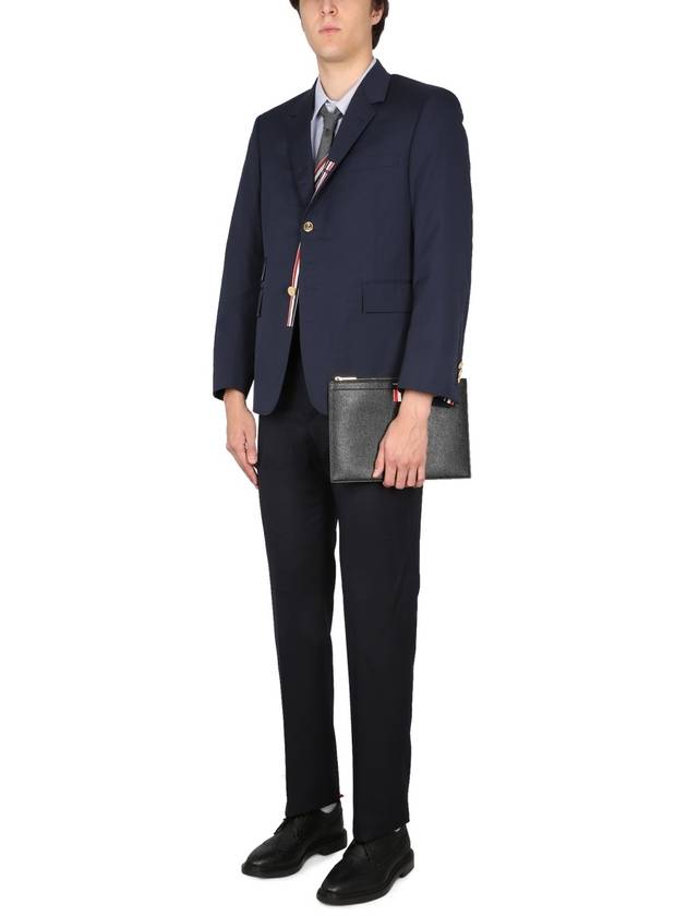 Typewriter Cloth Grosgrain Placket Sport Jacket Navy - THOM BROWNE - BALAAN 3